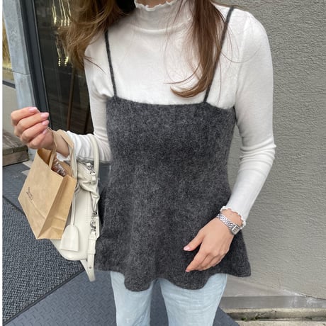 Wool knit camisole (charcoal gray)