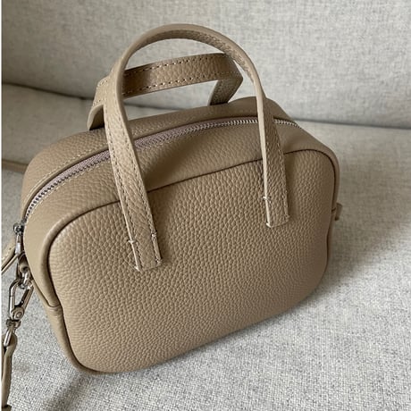 Leather mini square bag(Greige)