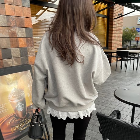 Layered lace sweat(Gray)