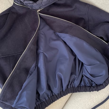 2way wool short coat (Navy)