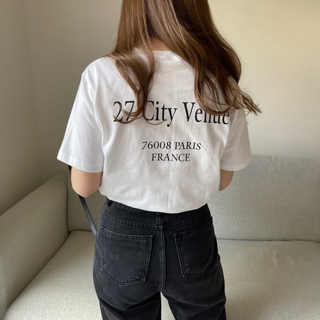 Back print logo t-shirts(White)