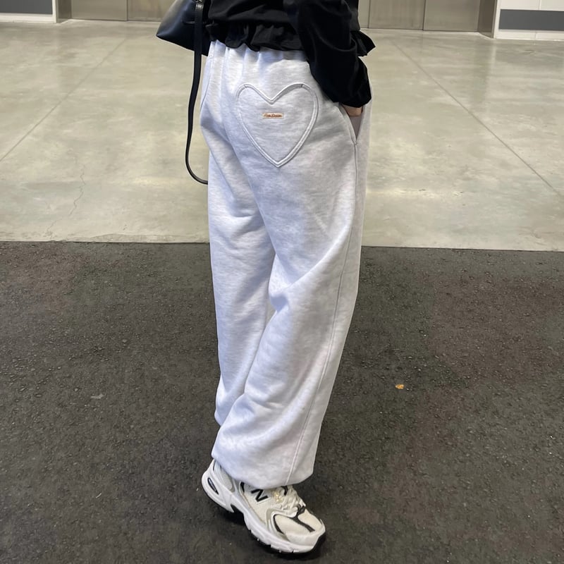 Heart pocket sweat pants(Light gray) | K
