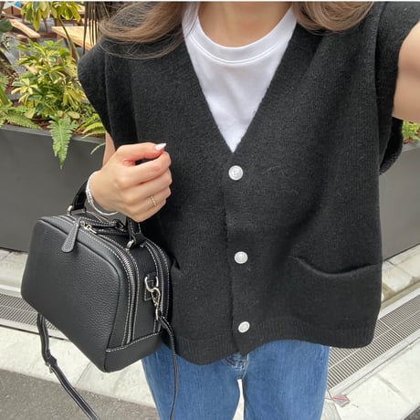 Compact leather bag(Black)