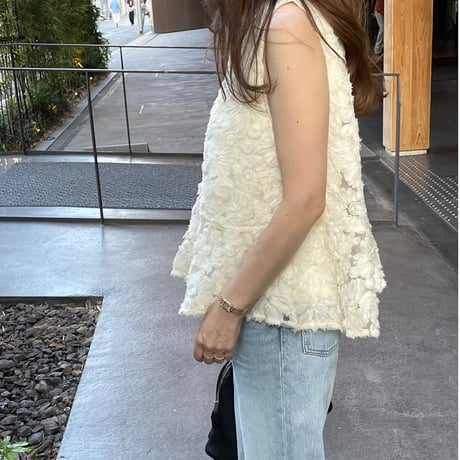 【6月再販】Flower tulle lace tops