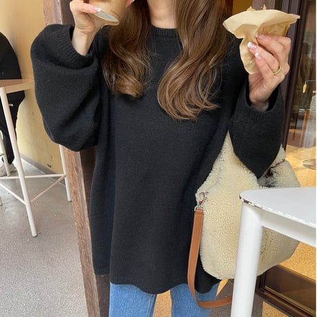 Over size wool knit(Black)
