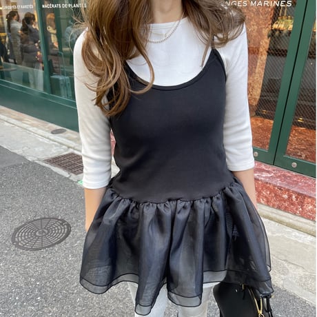 Tulle camisole(Black)