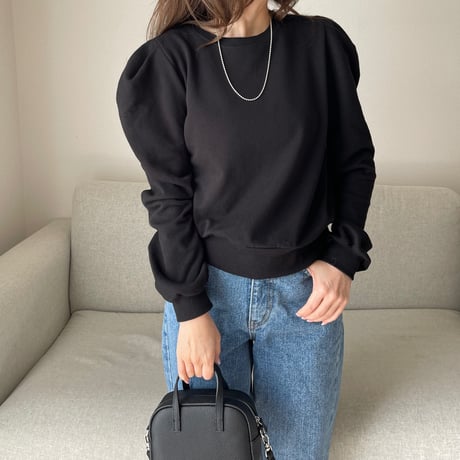 Puff sleeve sweat shirts(Black)