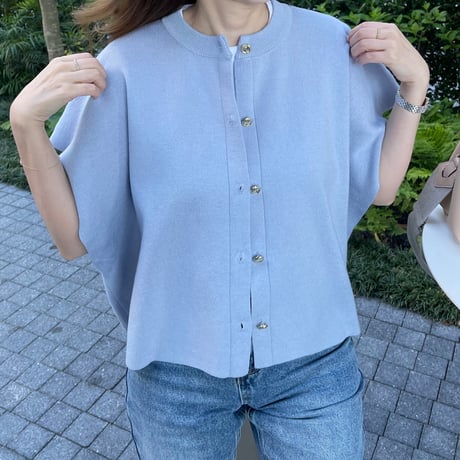 Knit cape cardigan(Blue)