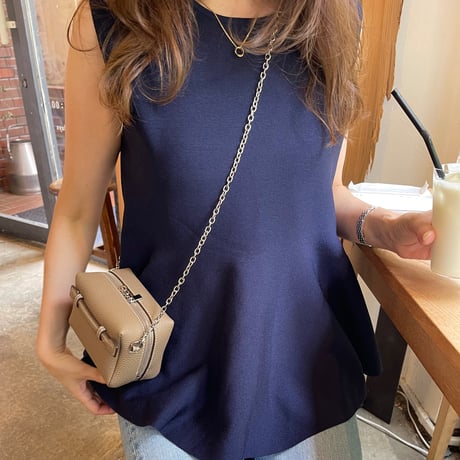 Leather mini pochette(Greige)