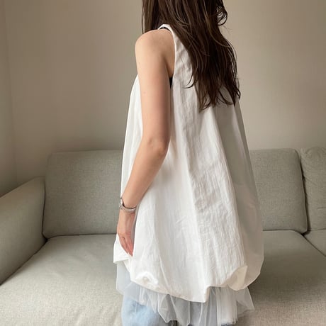 Balloon chiffon mini onepiece(White)