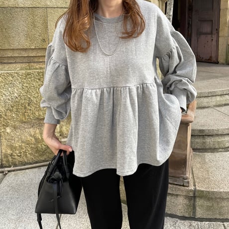 Balloon sleeve pullover (Gray)