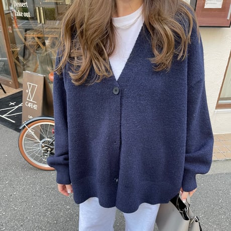 Side slit over cardigan(Navy)