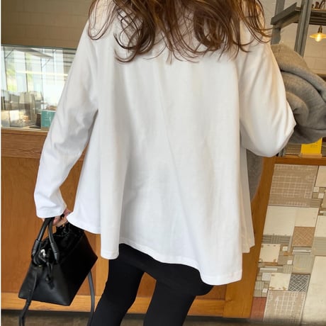 A-line flare t-shirts (White)