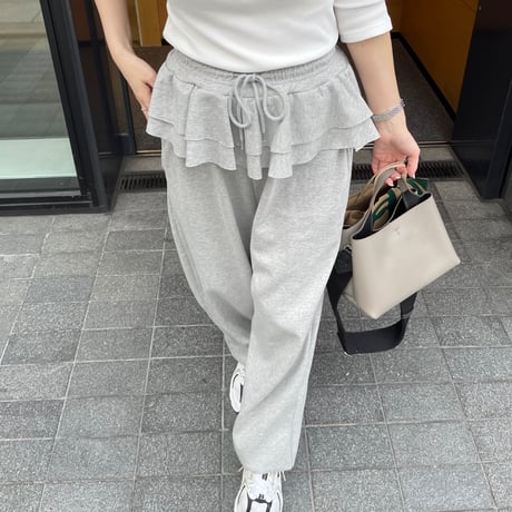 Frill sweat pants(Gray)