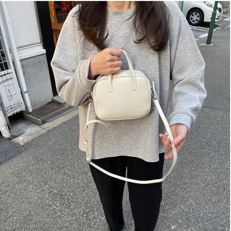 Leather mini square bag(Ivory)
