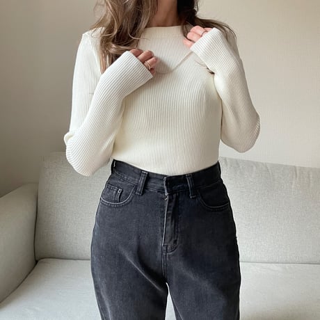 Boat neck rib knit(Ivory)