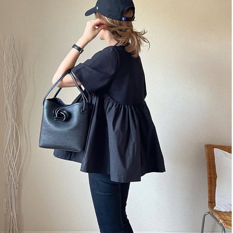 Cotton flare pullover (black)