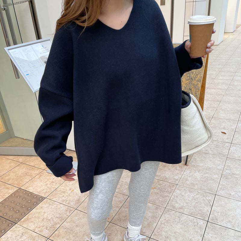 Fleece v-neck pullover(Navy) | K