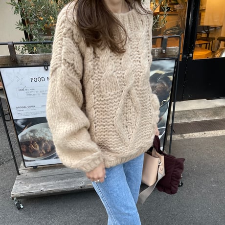 Low gauge volume knit(Beige)