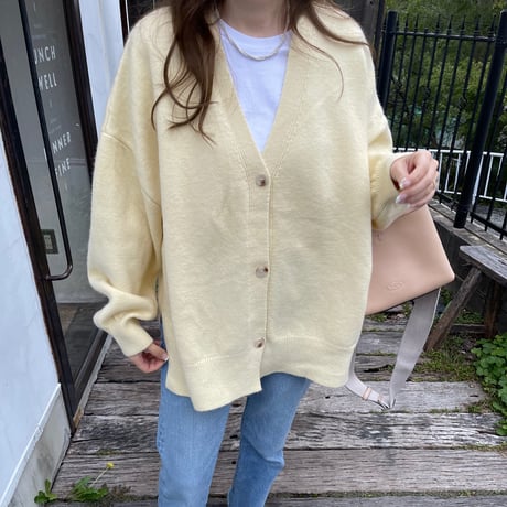Side slit over cardigan(Yellow)