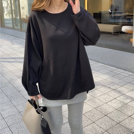 Sideslit long t-shirts(Black)