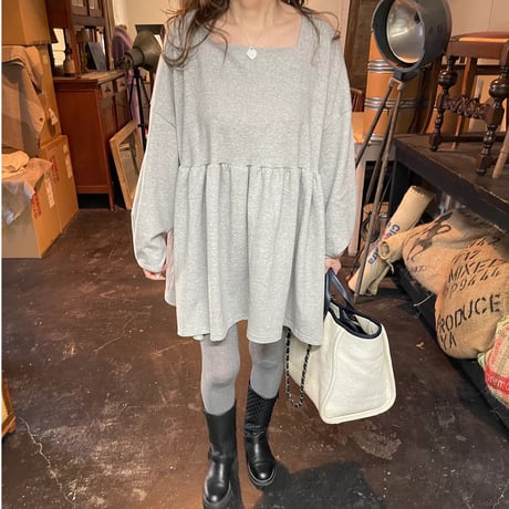Square neck mini onepiece(Gray)