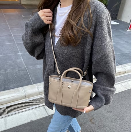 Leather mini tote bag(Greige)