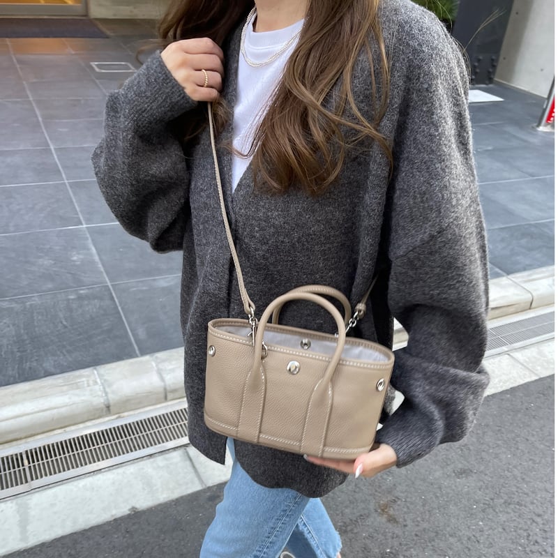 Leather mini tote bag(Greige) | K