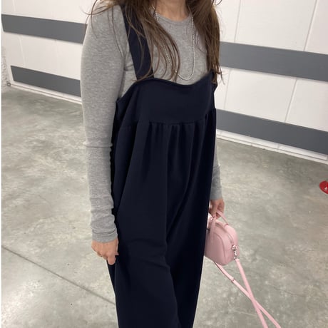 Wide pants salopetto(Navy)