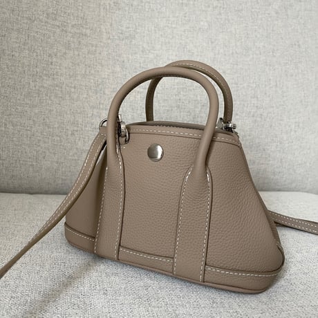 Leather mini tote bag(Greige)