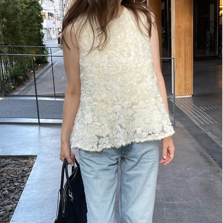 【6月再販】Flower tulle lace tops