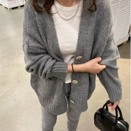 Over size pocket cardigan (Gray)