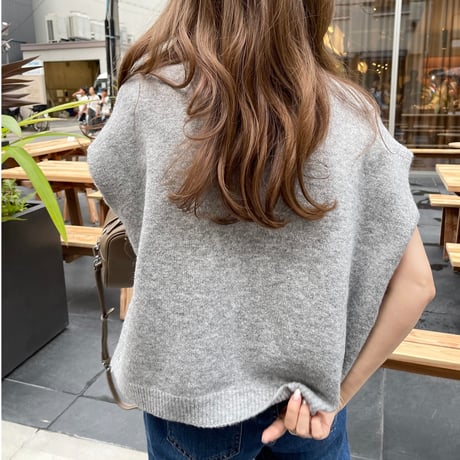 Wide cocoon vest(Gray)
