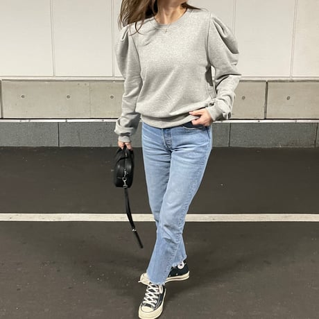 Puff sleeve sweatshirts(Gray)