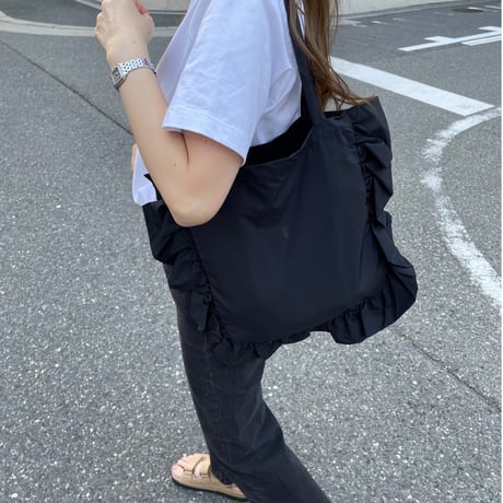 Frill tote bag(Black)