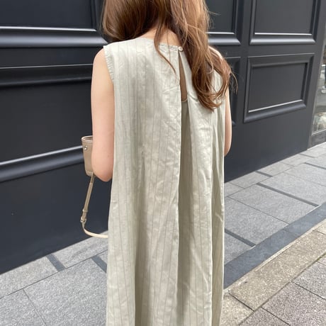 Stripe tuck onepiece(Beige)