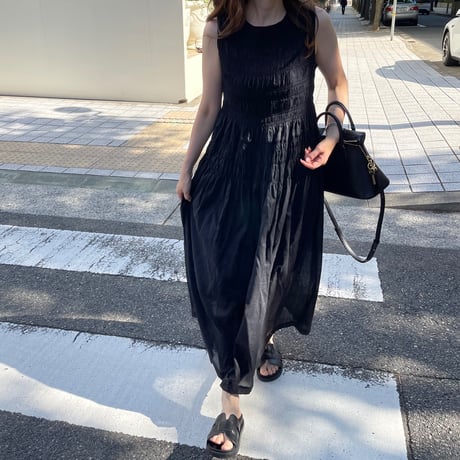 Shirring onepiece(Black)
