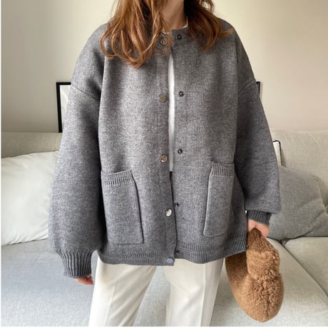 Double pocket cardigan (Gray)