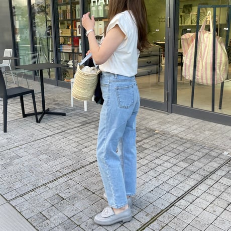 High waist taperd denim (Light blue)