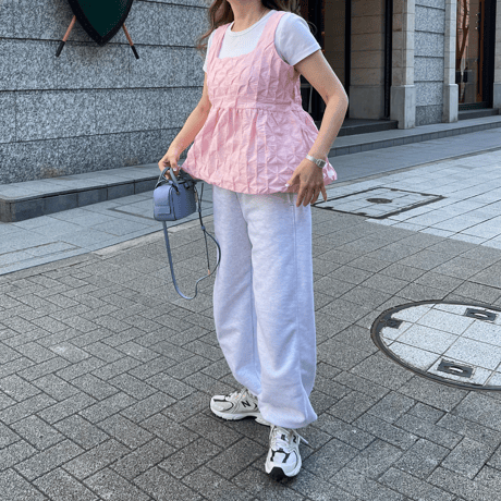 Heart pocket sweat pants(Light gray)