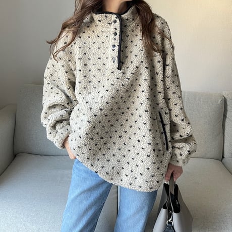 Dot boa outer (Beige)