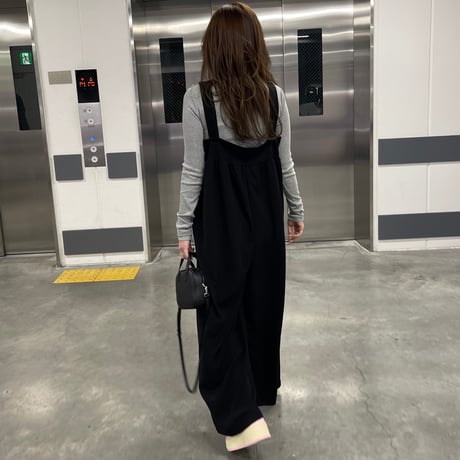 Wide pants salopetto(Black)