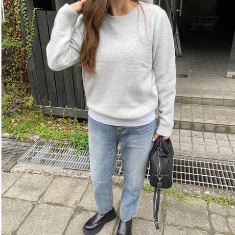 Soft knit pullover( Light gray)