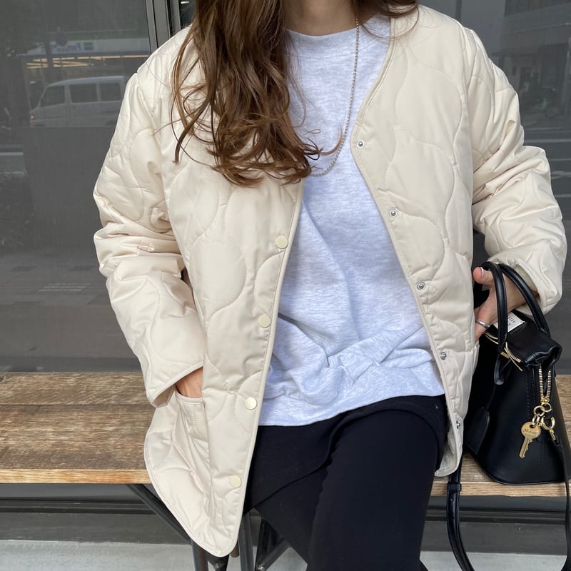 Quilting boa jacket (Ivory) | K 