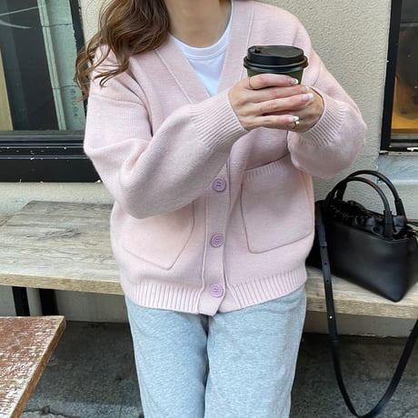 Basic pocket cardigan(Pink)
