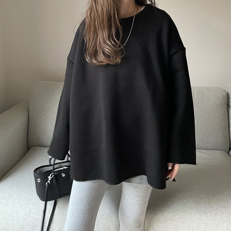 Side cut box pullover(Black)