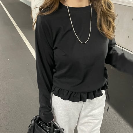Frill gather cutsew(Black)