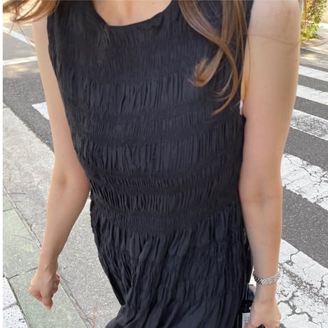 Shirring onepiece(Black)
