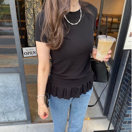 Frill rib tops(Black)