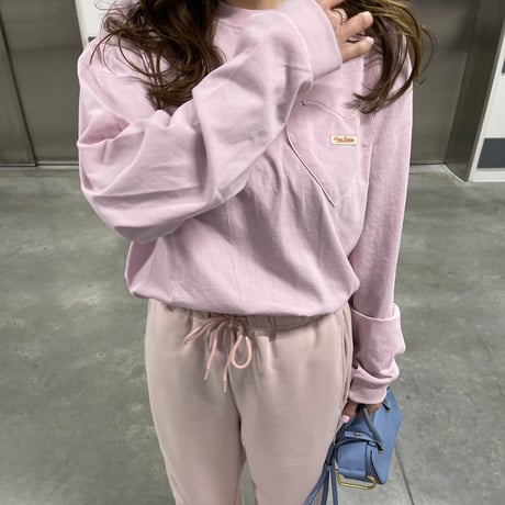 Heart pocket long t-shirts(Pink)